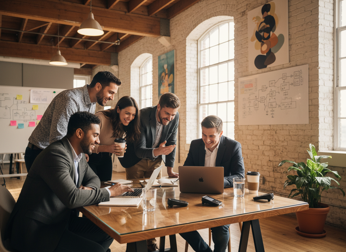 Entrepreneurs building a business together
