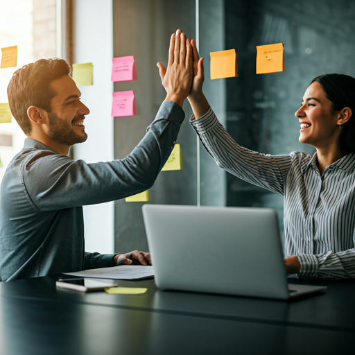 EasyFiling team members celebrating with a high five