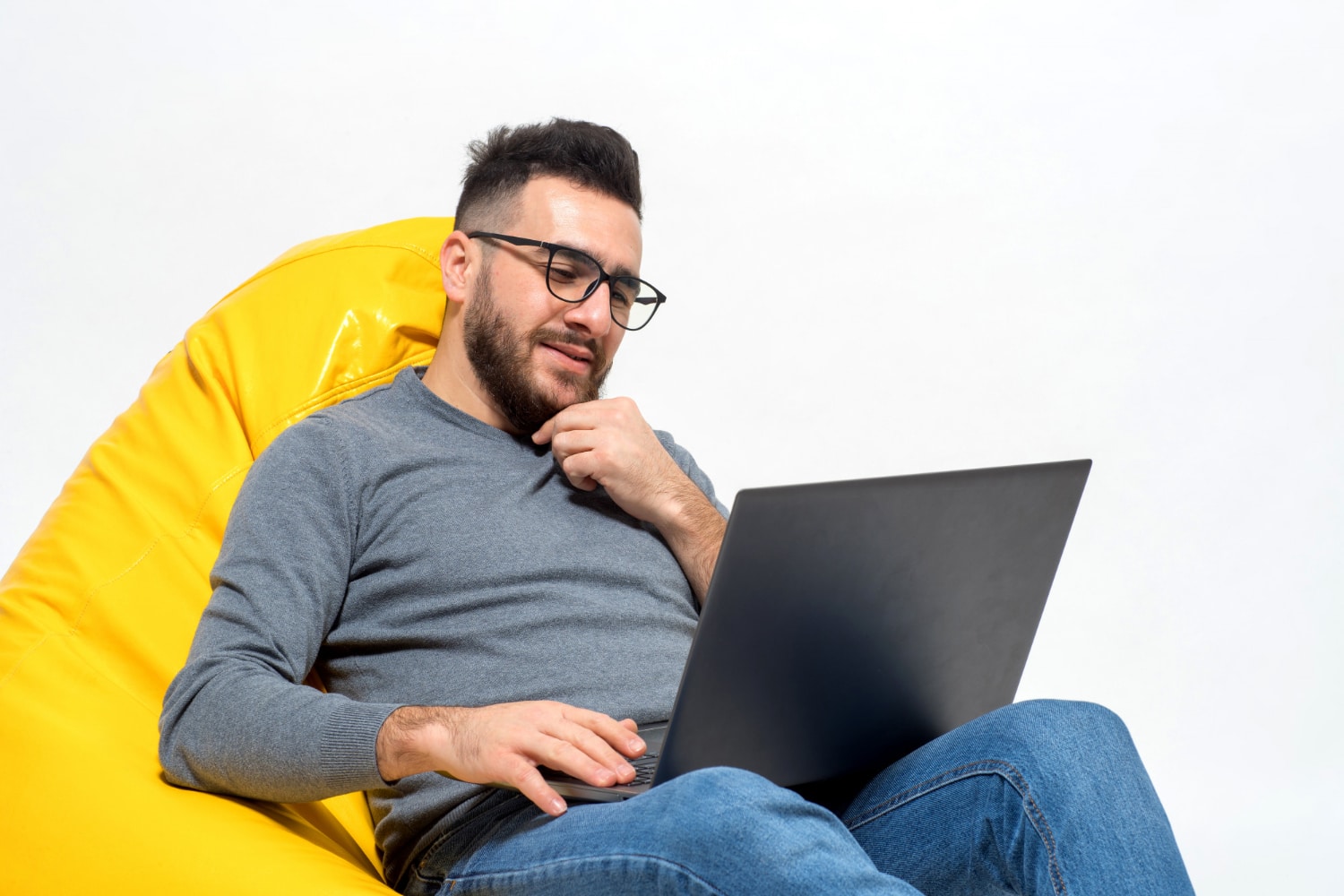 Business owner working on a laptop