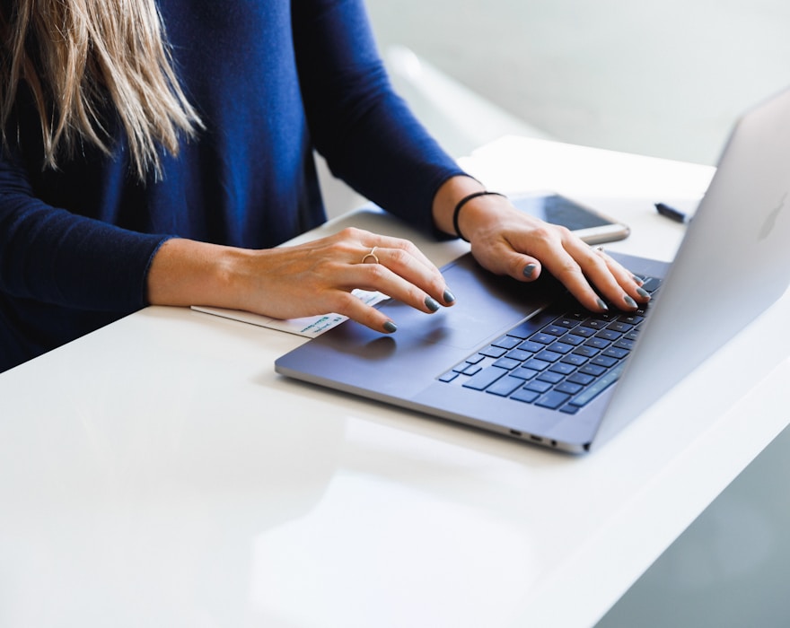 Business owner working on a laptop